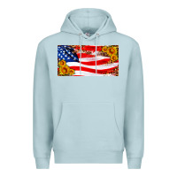 Blue Mist usa flag and sunflower license plate Premium Hoodie - HRA Design Shop