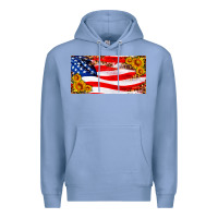 Colony Blue usa flag and sunflower license plate Premium Hoodie - HRA Design Shop