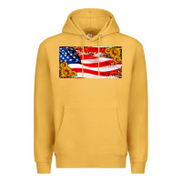 Mustard usa flag and sunflower license plate Premium Hoodie - HRA Design Shop