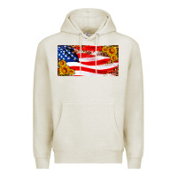 Oatmeal Heather usa flag and sunflower license plate Premium Hoodie - HRA Design Shop