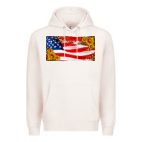 Pale Pink usa flag and sunflower license plate Premium Hoodie - HRA Design Shop