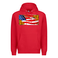 Red usa flag and sunflower license plate Premium Hoodie - HRA Design Shop