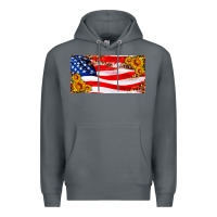 Usa Flag And Sunflower License Plate Premium Hoodie | Teevron