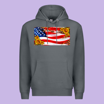 Usa Flag And Sunflower License Plate Premium Hoodie Designed By Hra Design Shop