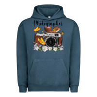 Pigment Midnight Navy photographer floral butterfly film roll vintage camera Urban Hoodie - FaDigitalArtStudio