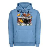 Pigment Pebble Blue photographer floral butterfly film roll vintage camera Urban Hoodie - FaDigitalArtStudio