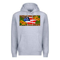 Heather Grey usa flag and cactus license plate Premium Hoodie - HRA Design Shop