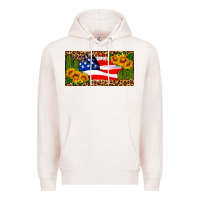 Pale Pink usa flag and cactus license plate Premium Hoodie - HRA Design Shop