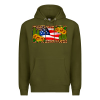 Army Green usa flag and cactus license plate Premium Hoodie - HRA Design Shop