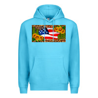 Ocean Blue usa flag and cactus license plate Premium Hoodie - HRA Design Shop