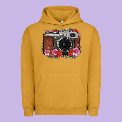 Rose Grey Leopard Vintage Camera Urban Hoodie Designed By Fadigitalartstudio