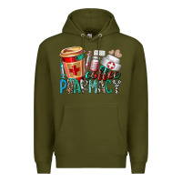 Army Green coffee pharmacy Premium Hoodie - RacoonDesign