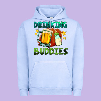 Drinking Buddies With Baby Bottle And Beer Urban Hoodie Designed By Hra Design Shop