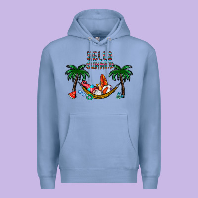 Hello Summer Premium Hoodie Designed By Cowhidedigitalart