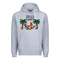 Heather Grey hello summer Premium Hoodie - CowhideDigitalArt