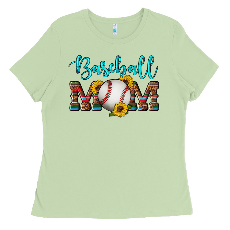 Western Leopard Serape Wooden Sunflowers  Turquoise Glitter Mom Baseba Ladies Tee by Artiststas | Teevron