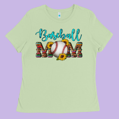 Western Leopard Serape Wooden Sunflowers  Turquoise Glitter Mom Baseba Ladies Tee Designed By Artiststas