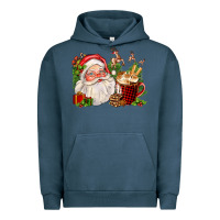 Pigment Midnight Navy santa and hot cocoa cup Urban Hoodie - FaDigitalArtStudio