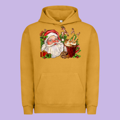 Santa And Hot Cocoa Cup Urban Hoodie Designed By Fadigitalartstudio