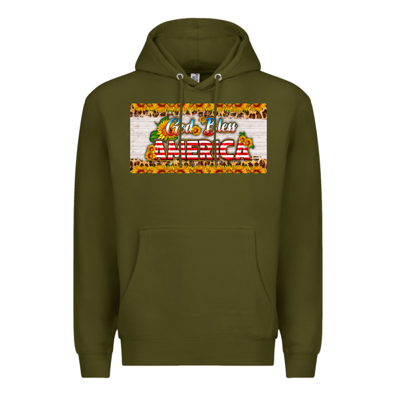God Bless America Sunflower License Plate Premium Hoodie by HRA Design Shop | Teevron