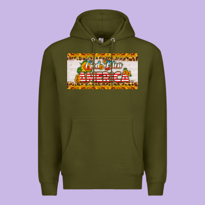 God Bless America Sunflower License Plate Premium Hoodie Designed By Hra Design Shop