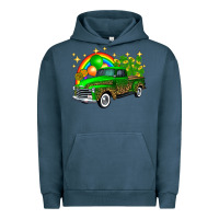 Pigment Midnight Navy st patricks shamrock gold rainbow balloon candy truck Urban Hoodie - FaDigitalArtStudio