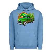 Pigment Pebble Blue st patricks shamrock gold rainbow balloon candy truck Urban Hoodie - FaDigitalArtStudio