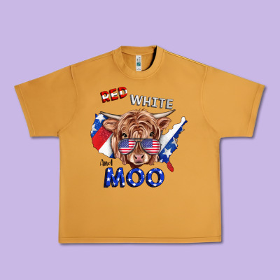 Red White And Moo Cow Urban Heavy Tee Designed By Ranaportraitstore