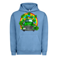 Pigment Pebble Blue st patricks shamrock gold rainbow truck Urban Hoodie - FaDigitalArtStudio