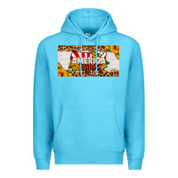 Ocean Blue america map sunflower license plate Premium Hoodie - HRA Design Shop