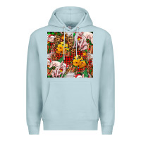 Blue Mist christmas pig  tartan with  hay and christmas ligh Premium Hoodie - FaDigitalArtStudio