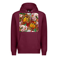 Burgundy christmas pig  tartan with  hay and christmas ligh Premium Hoodie - FaDigitalArtStudio