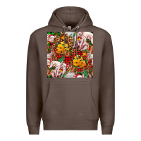 Coffee christmas pig  tartan with  hay and christmas ligh Premium Hoodie - FaDigitalArtStudio