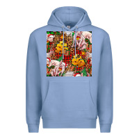 Colony Blue christmas pig  tartan with  hay and christmas ligh Premium Hoodie - FaDigitalArtStudio