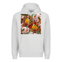 Dove Grey christmas pig  tartan with  hay and christmas ligh Premium Hoodie - FaDigitalArtStudio