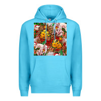 Ocean Blue christmas pig  tartan with  hay and christmas ligh Premium Hoodie - FaDigitalArtStudio