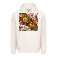 Pale Pink christmas pig  tartan with  hay and christmas ligh Premium Hoodie - FaDigitalArtStudio