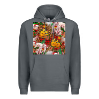 Rock christmas pig  tartan with  hay and christmas ligh Premium Hoodie - FaDigitalArtStudio