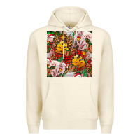 Sandshell christmas pig  tartan with  hay and christmas ligh Premium Hoodie - FaDigitalArtStudio
