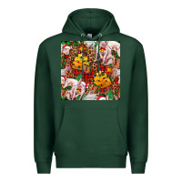Sports Green christmas pig  tartan with  hay and christmas ligh Premium Hoodie - FaDigitalArtStudio