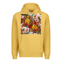 Antique Gold christmas pig  tartan with  hay and christmas ligh Premium Hoodie - FaDigitalArtStudio