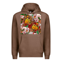 Chestnut christmas pig  tartan with  hay and christmas ligh Premium Hoodie - FaDigitalArtStudio