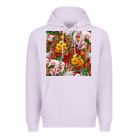 Lilac christmas pig  tartan with  hay and christmas ligh Premium Hoodie - FaDigitalArtStudio