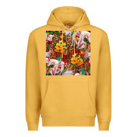 Mustard christmas pig  tartan with  hay and christmas ligh Premium Hoodie - FaDigitalArtStudio
