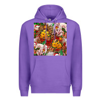 Purple christmas pig  tartan with  hay and christmas ligh Premium Hoodie - FaDigitalArtStudio
