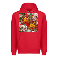 Red christmas pig  tartan with  hay and christmas ligh Premium Hoodie - FaDigitalArtStudio