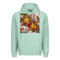 Seafoam christmas pig  tartan with  hay and christmas ligh Premium Hoodie - FaDigitalArtStudio
