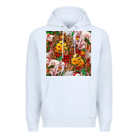 White christmas pig  tartan with  hay and christmas ligh Premium Hoodie - FaDigitalArtStudio