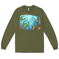 Army Green lobster background Long Sleeve Tee - BarkalooDesign