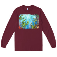 Burgundy lobster background Long Sleeve Tee - BarkalooDesign